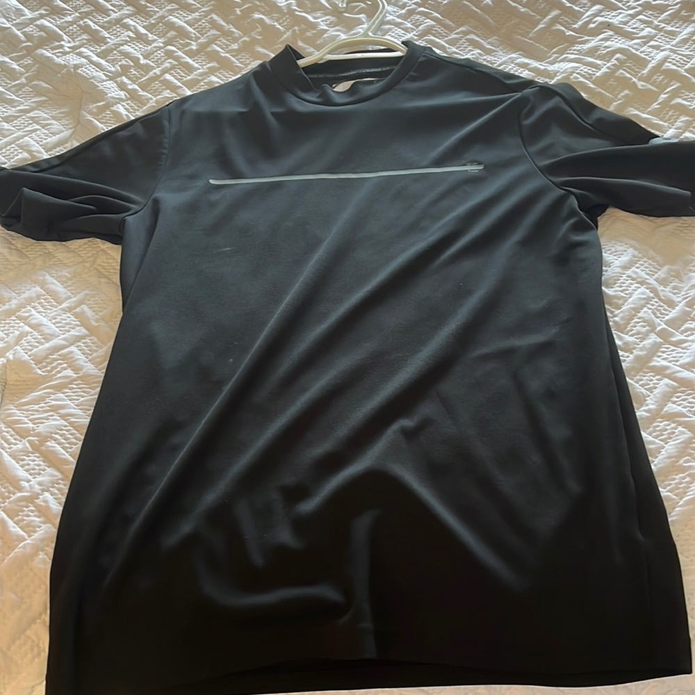 Adidas Mock Neck Golf Shirt - Black - Medium